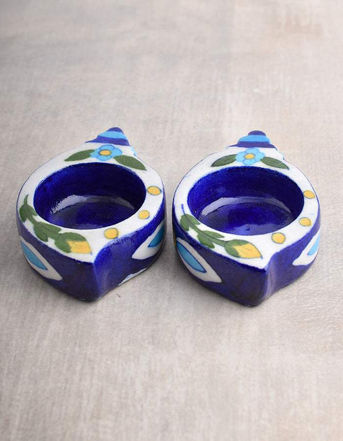 Blue Pottery T-Holder Set Of 2 Pcs.